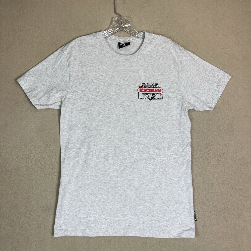 Icecream T Shirt Mens M Ivory Cold Goods Graphic Print Crew Neck Regular Fit